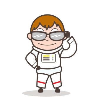 Çizgi film astronot güneş gözlüğü ile
