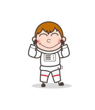 Vektör çizim yüzü kızaran karikatür astronot