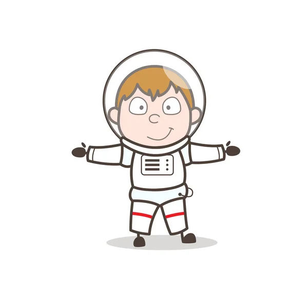 Cartoon Happy Space-Traveler Character Vector — Stock Vector