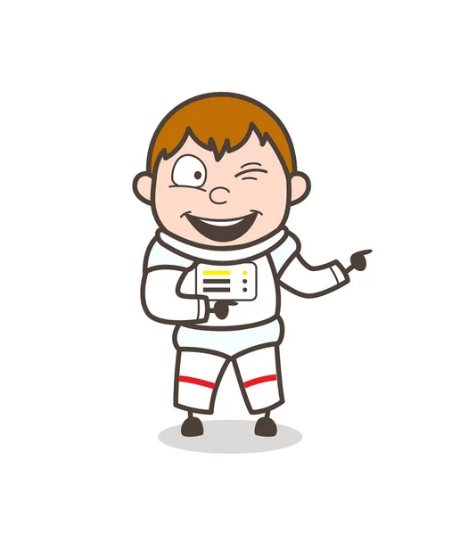 Desenhos animados Astronauta engraçado tendo diversão Vector Ilustração — Vetor de Stock