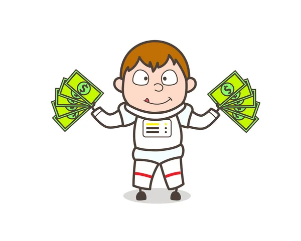 Cartoon Astronaut geld vectorillustratie tonen — Stockvector