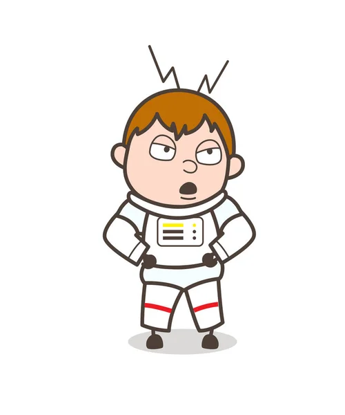 Astronauta dos desenhos animados fazendo Rude comportar-se ilustração vetorial — Vetor de Stock