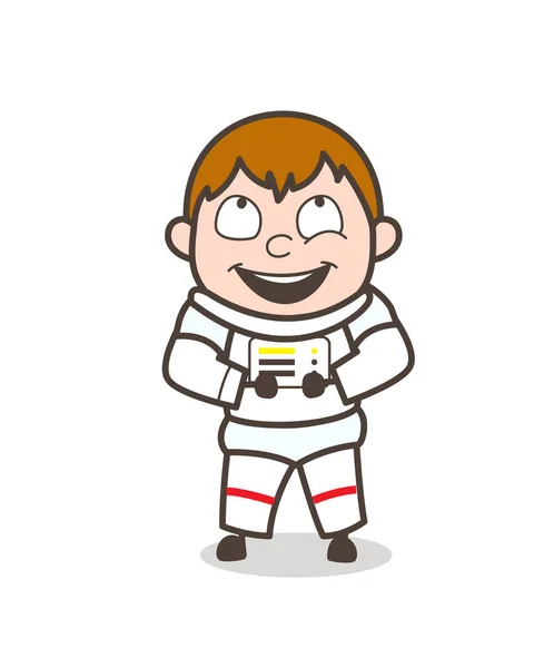 Cartoon Cute Joyful Astronaut Vector Character — Stock Vector