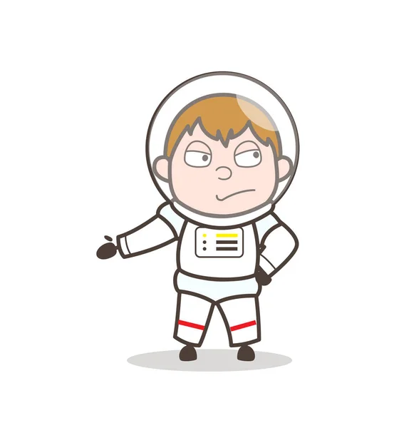 Cartoon Sad Cosmonaut Facial Expression Vector Illustration