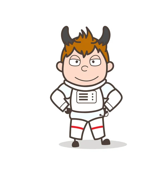 Seriefiguren djävulen kosmonaut vektor — Stock vektor