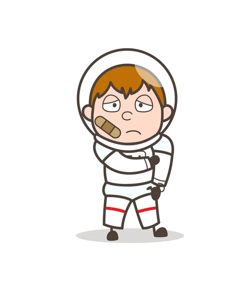 stock vector Cartoon Sad Injured Astronaut Expression Vector