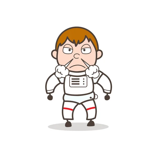 Illustration vectorielle d'expression de cosmonaute agressif de bande dessinée — Image vectorielle