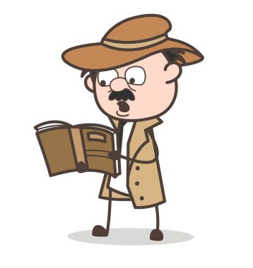 Çizgi film Dedektif kitap vektör Illustration okuma
