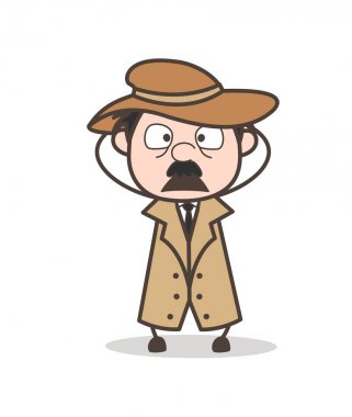 Istıraplı Dedektif yüz ifade vektör çizim karikatür