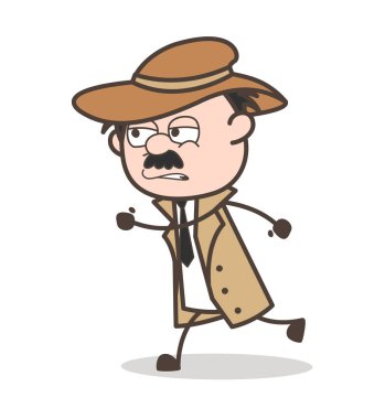 Çizgi film Dedektif saldırganlık vektör çizim içinde çalışan