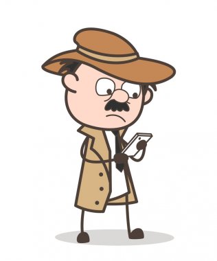 Çizgi film Dedektif Smartphone vektör çizim iletileri okuma