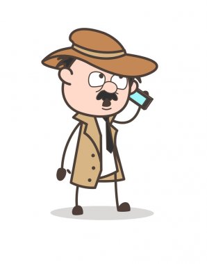 Telefon vektör çizim üzerinde konuşuyor karikatür Dedektif
