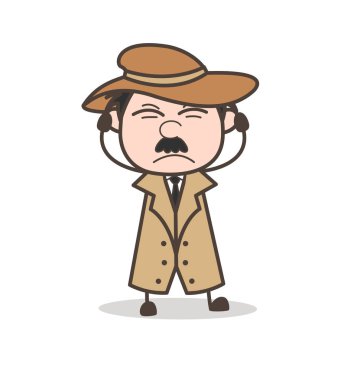 Tahriş olmuş Dedektif ifade vektör çizim karikatür