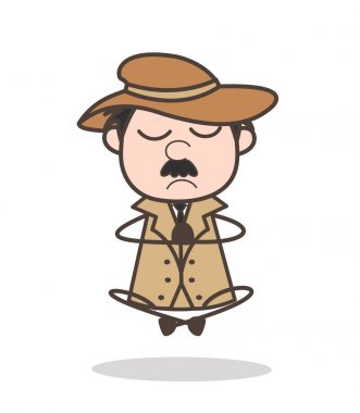 Çizgi film Dedektif konsantrasyon Yoga vektör çizim yapıyor