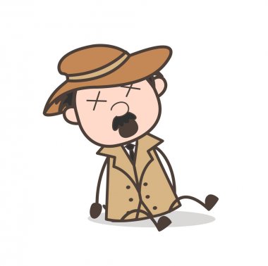 Çizgi film Dedektif şaşkın yüz ifade vektör çizim ile