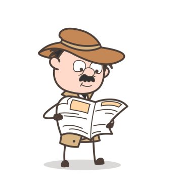 Çizgi film Dedektif gazete vektör çizim okuma