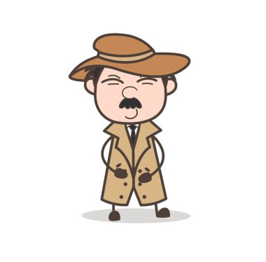 Dedektif yüz vektör çizim karikatür sevimli gülümseme