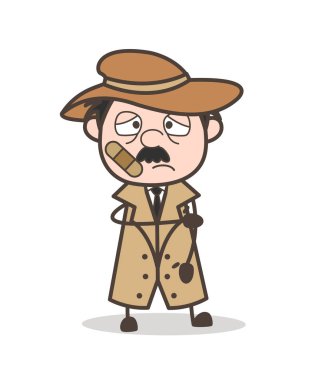 Yaralı Dedektif vektör çizim karikatür