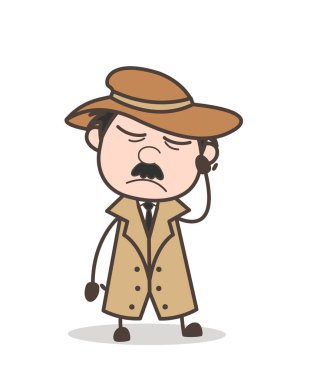 Çizgi film duygusal Dedektif vektör çizim ağlıyor