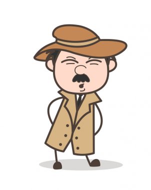 Ağrısı bel vektör gösterimde olan çizgi film Dedektif