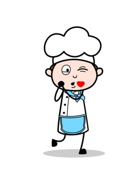 Çizgi film Şef duygu güzel vektör kavramı
