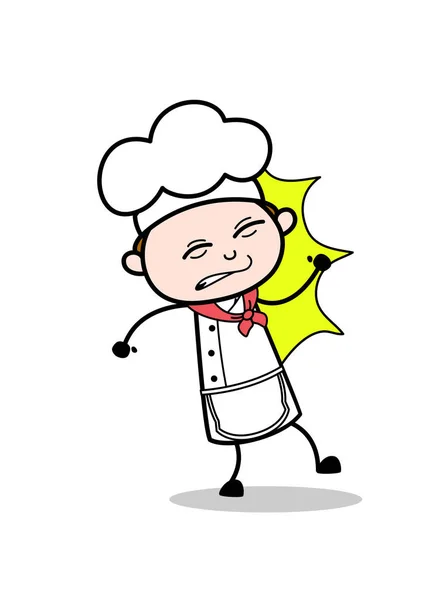 Cartoon Chef Got Hit by Something Vector Illustration — Stock Vector