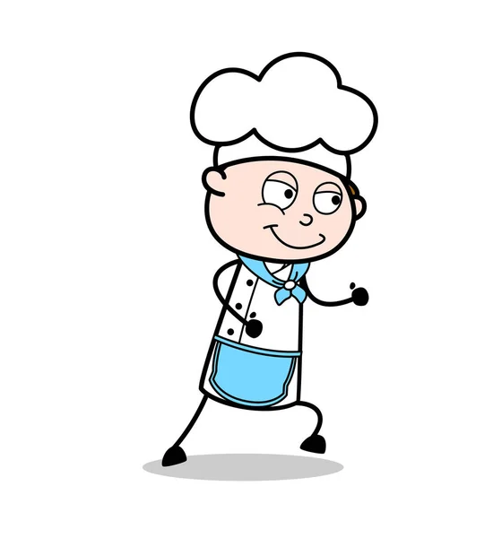 Karikatur hapy Koch zu Fuß Pose Vektor Illustration — Stockvektor