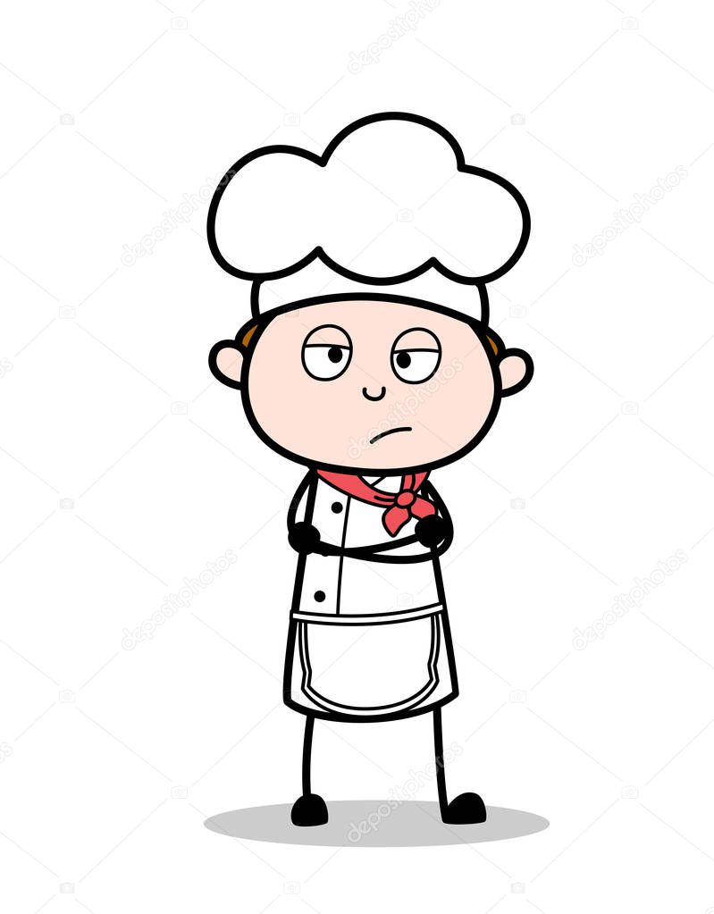 Cartoon Chef Unhappy Face Expression Vector Illustration