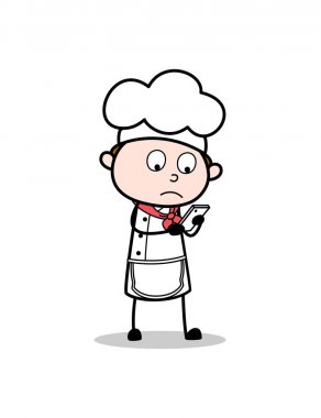 Çizgi film telefon vektör çizim arkadaş chat yapan Şef