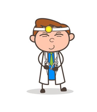 Karikatür mutlu doktor vektör çizim efendi