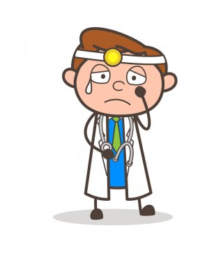 Çizgi film doktor duygu çok pişmanlık vektör çizim
