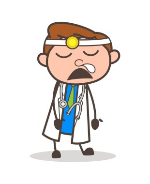 Karikatür komik doktor çalışan burun ifade vektör çizim