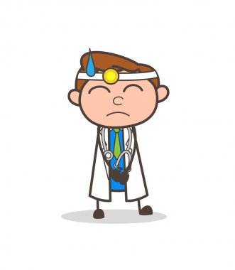 Çizgi film doktor duygu çok suçlu vektör çizim