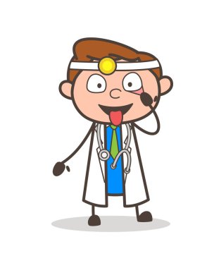 Karikatür komik doktor yapımı yüz vektör çizim