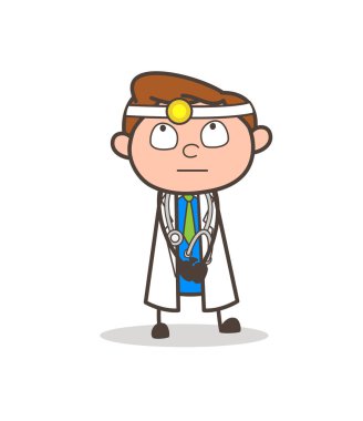 Çizgi film doktor düşünme bir fikir vektör çizim