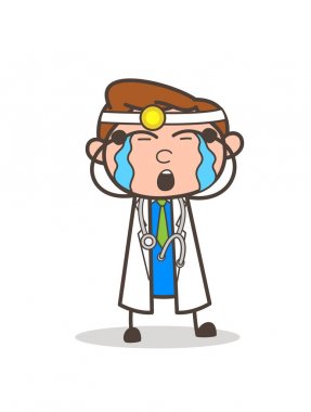 Çizgi film doktor yüzü vektör çizim ağlıyor