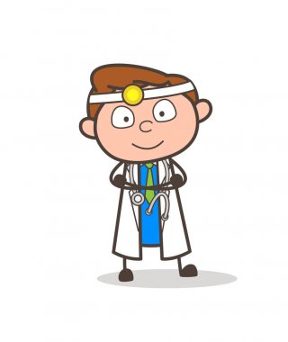 Çizgi film doktor gülümseyen yüz vektör
