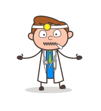 Çizgi film doktor jpgper-ağız yüz vektör çizim