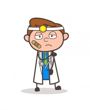 Doktor vektör çizim karikatür yaralı