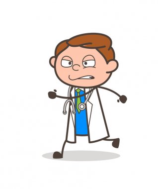 Saldırganlık vektör çizim karikatür doktor çalışan