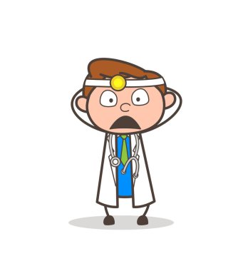 Doktor yüz ifade vektör çizim karikatür ızdırapla