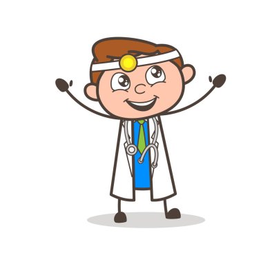 Çizgi film neşeli doktor gülmek vektör çizim