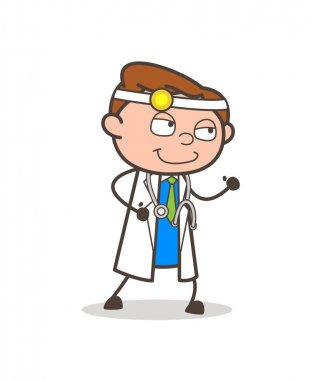 Karikatür akıllı doktor ifade vektör çizim