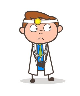 Diş hekimi minderlerle vektör çizim karikatür korkuttu