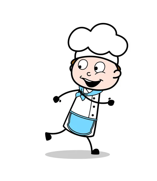 Illustration vectorielle de posture de course de chef heureux de bande dessinée — Image vectorielle