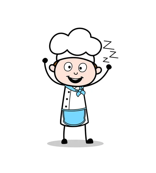 Desenhos animados Chef bocejo Vector Conceito — Vetor de Stock