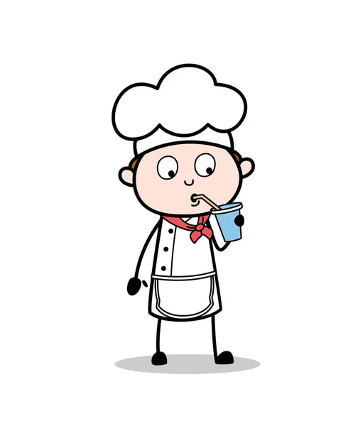 Cartoon Chef avendo energia bere vettoriale illustrazione — Vettoriale Stock