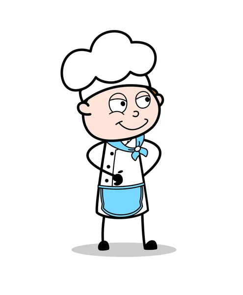 Przebiegły kreskówka kucharz uśmiechnięta twarz wektor ilustracja — Wektor stockowy