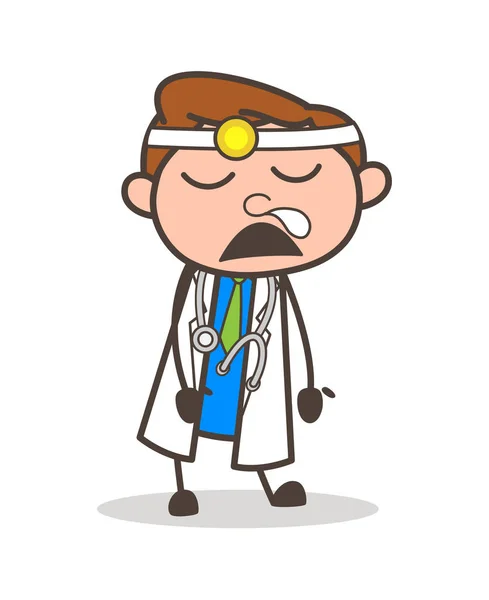 漫画面白い医者実行鼻式ベクトル図 — ストックベクタ