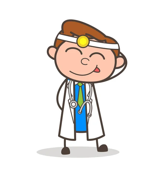 Cartoon Doctor Naughty Smile Vector Illustration — Stock Vector